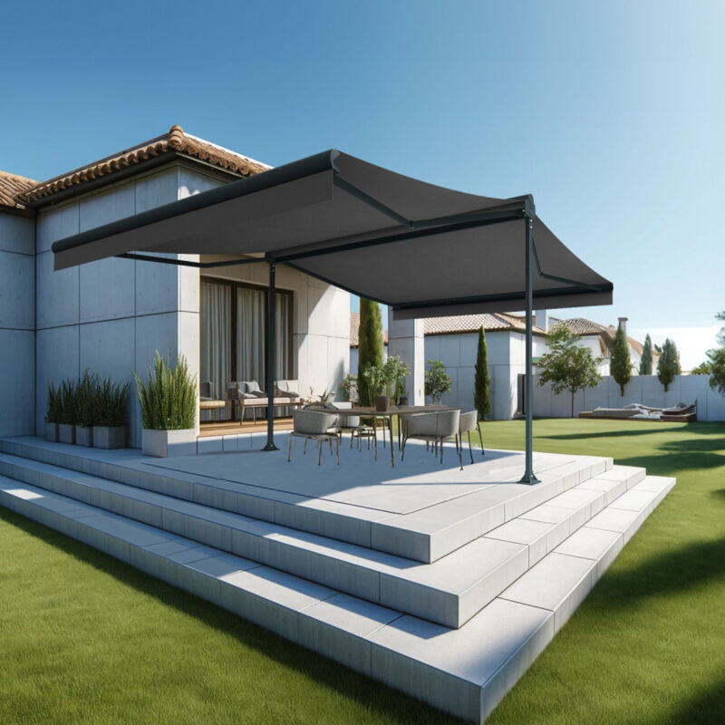 foto del prodotto tenda da sole a doppia pendenza enargite 4,00x2x3,00 m manuale grigio antracite grigio 