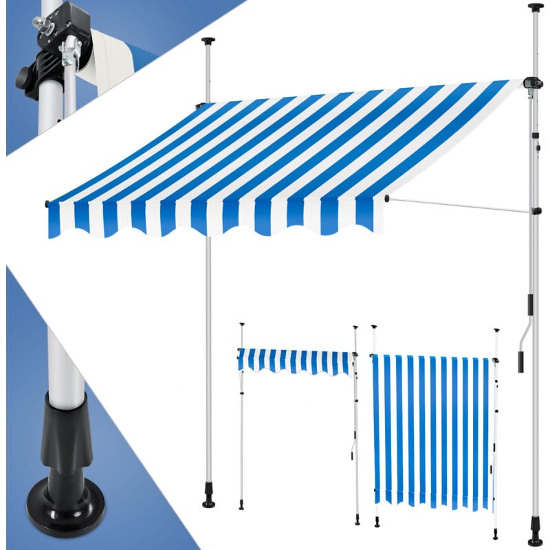 foto del prodotto tenda da sole a morsetto con manovella per balconi tenda da sole per balconi senza foratura idrorepellente resistente ai raggi uv regolabile in
