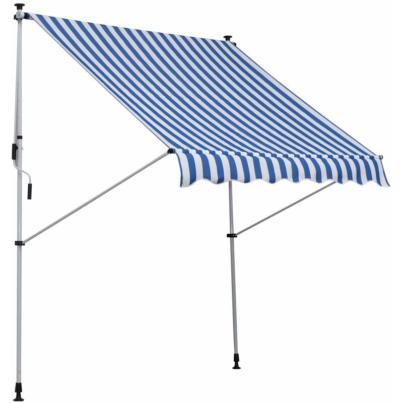 foto del prodotto tenda da sole a muro 200x150 cm con pali di supporto blu