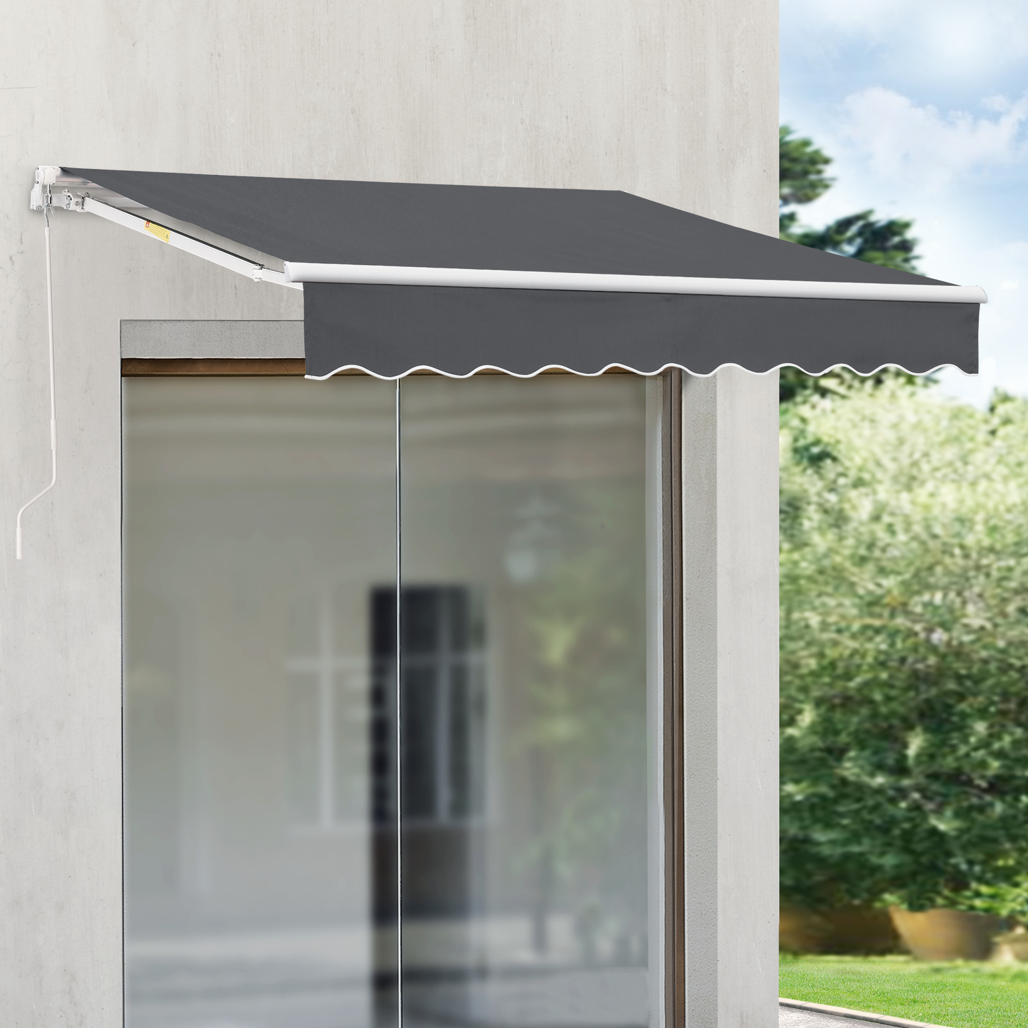 foto del prodotto tenda da sole a muro bitonto con bracci estensibili e manovella 250 x 200 cm lxp grigio scuro en.casa 
