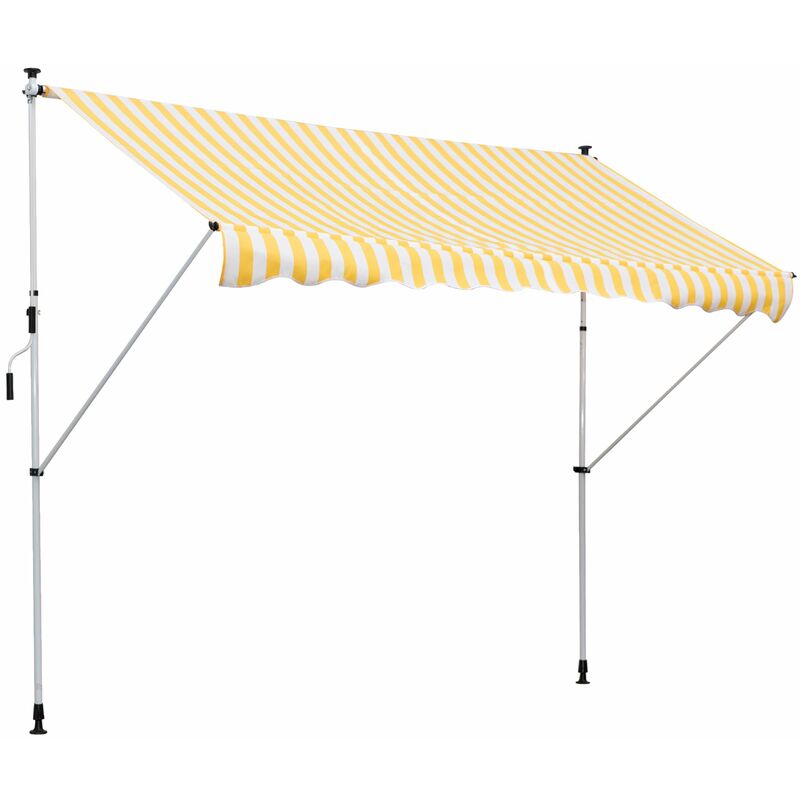foto del prodotto tenda da sole a muro con pali di supporto 3x1.5m bianco e giallo
