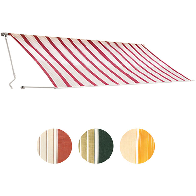 foto del prodotto tenda da sole con manovella a barra quadra per balcone eco colore rigato giallo bianco formato 3 x 2 m