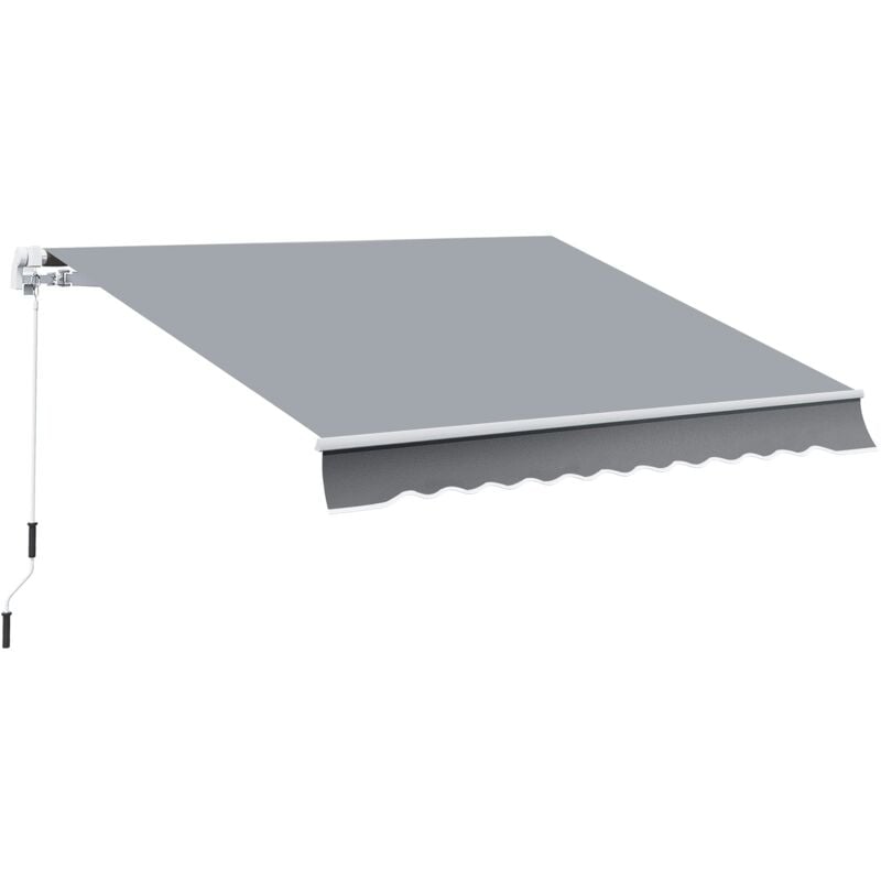foto del prodotto tenda da sole manuale con braccio snodato, 4 m, con manovella, per balcone, parasole, montaggio a parete, balcone, in alluminio bianco grigio, 395 x