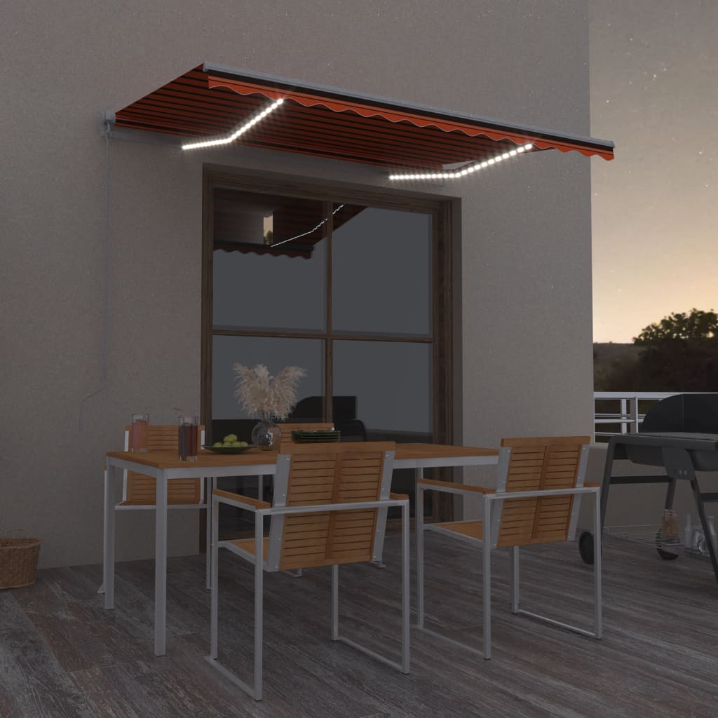 foto del prodotto tenda da sole manuale con led 300x250 cm arancione e marrone cod mxl 43862