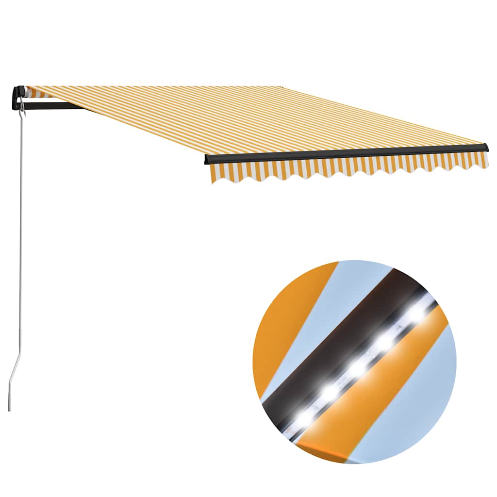 foto del prodotto tenda da sole manuale con led 300x250 cm gialla e bianca cod mxl 33077