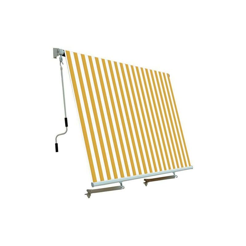 foto del prodotto tenda da sole per balcone con sistema a caduta bianco giallo 250x250 cm papillon
