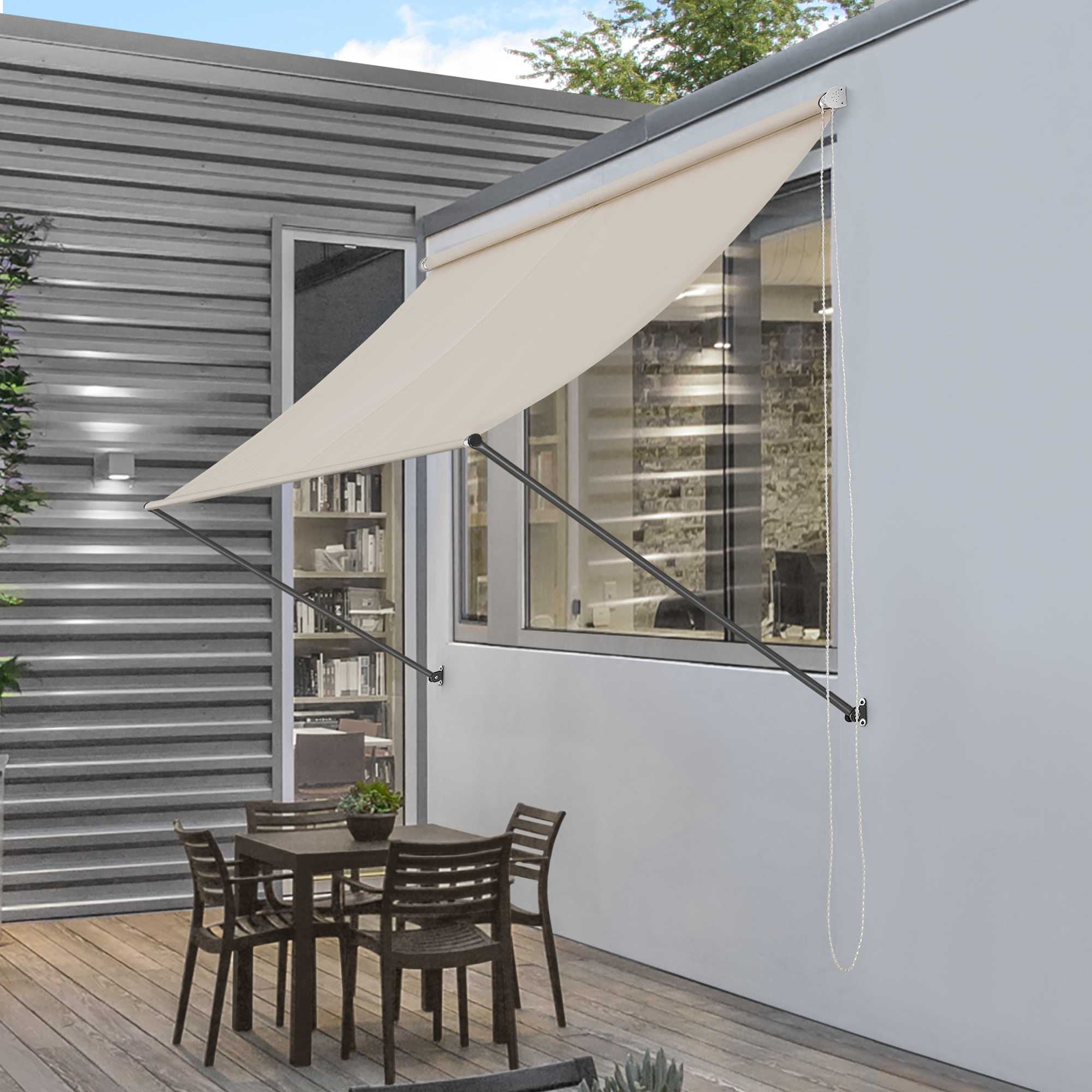 foto del prodotto tenda da sole per balcone e finestre parasole da parete 350x120 cm color sabbia pro.tec
