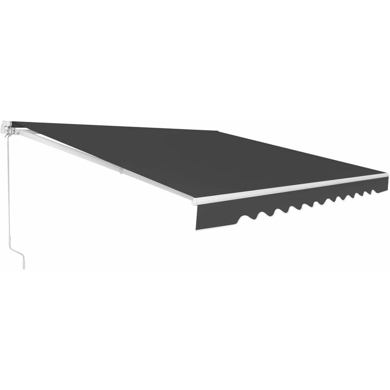 foto del prodotto tenda da sole per esterno avvolgibile, tenda da esterno a bracci estensibili in tessuto impermeabile con manovella manuale, angolazione regolabile