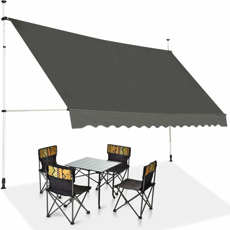 foto del prodotto tenda da sole per esterno, tenda da sole a bracci estensibili con struttura telescopica e tessuto resistene ai raggi solari, regolabile in altezza e