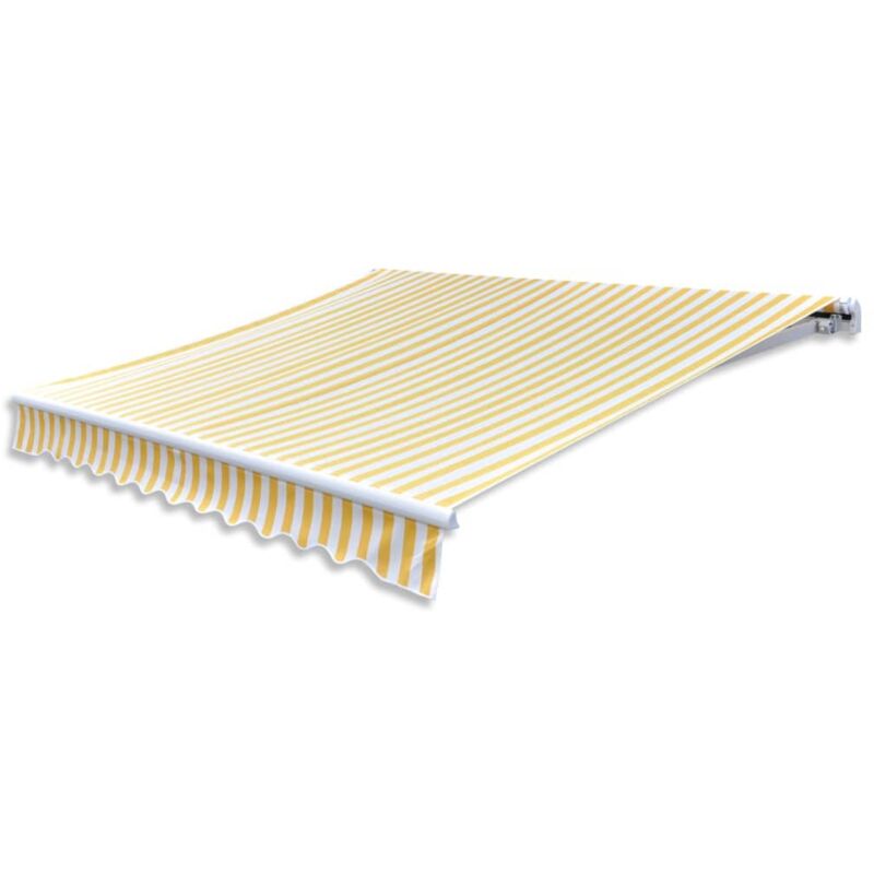 foto del prodotto tenda da sole pieghevole manuale 300 cm gialla bianca vidaxl