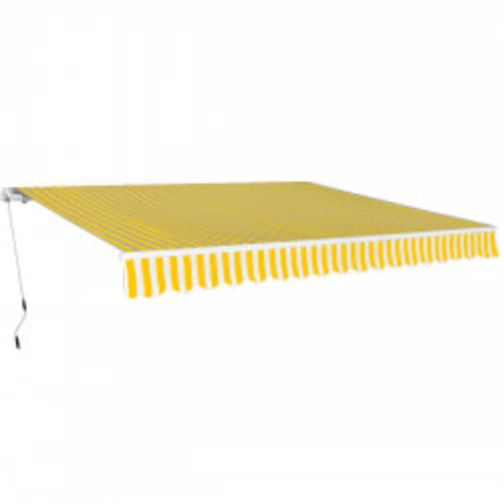 foto del prodotto tenda da sole pieghevole manuale 600 cm gialla bianca