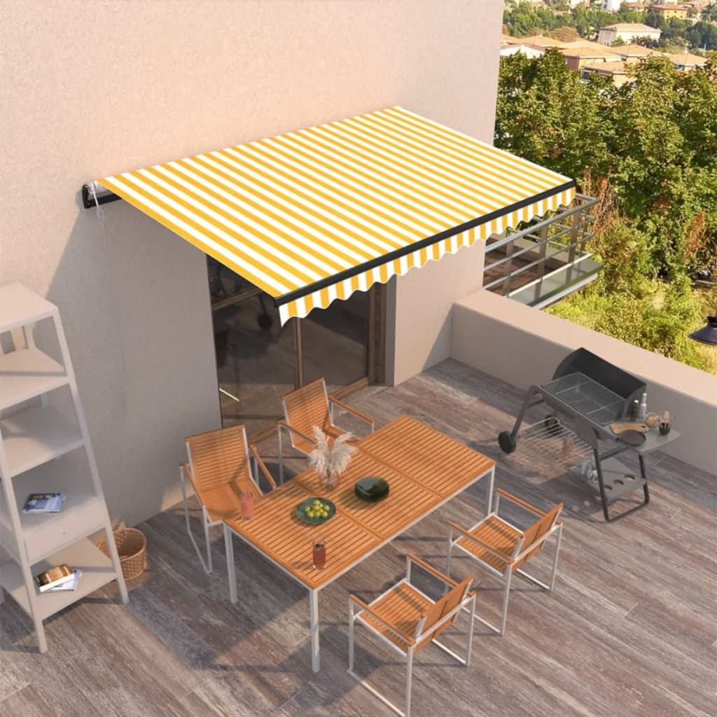 foto del prodotto tenda da sole retrattile automatica 450x350 cm gialla e bianca cod mxl 34295
