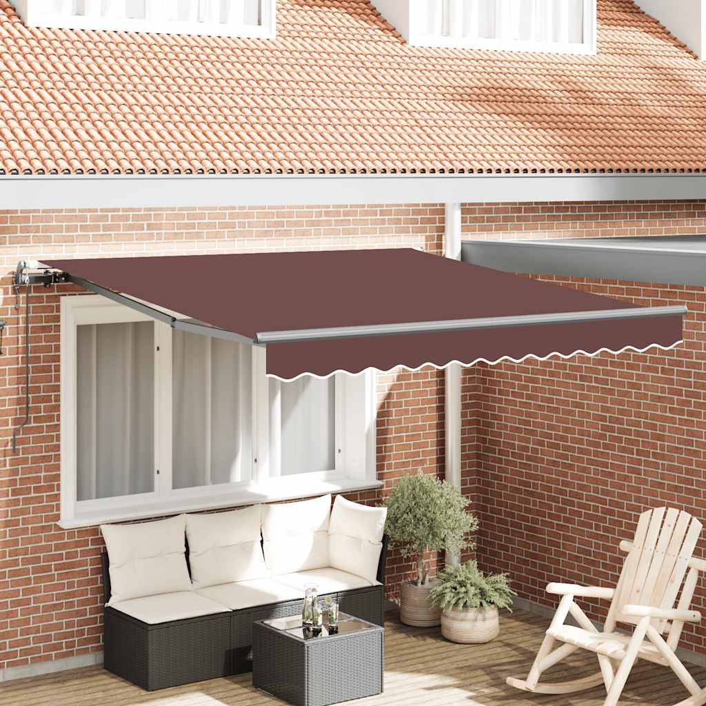 foto del prodotto tenda da sole retrattile automatica marrone 300x250 cm