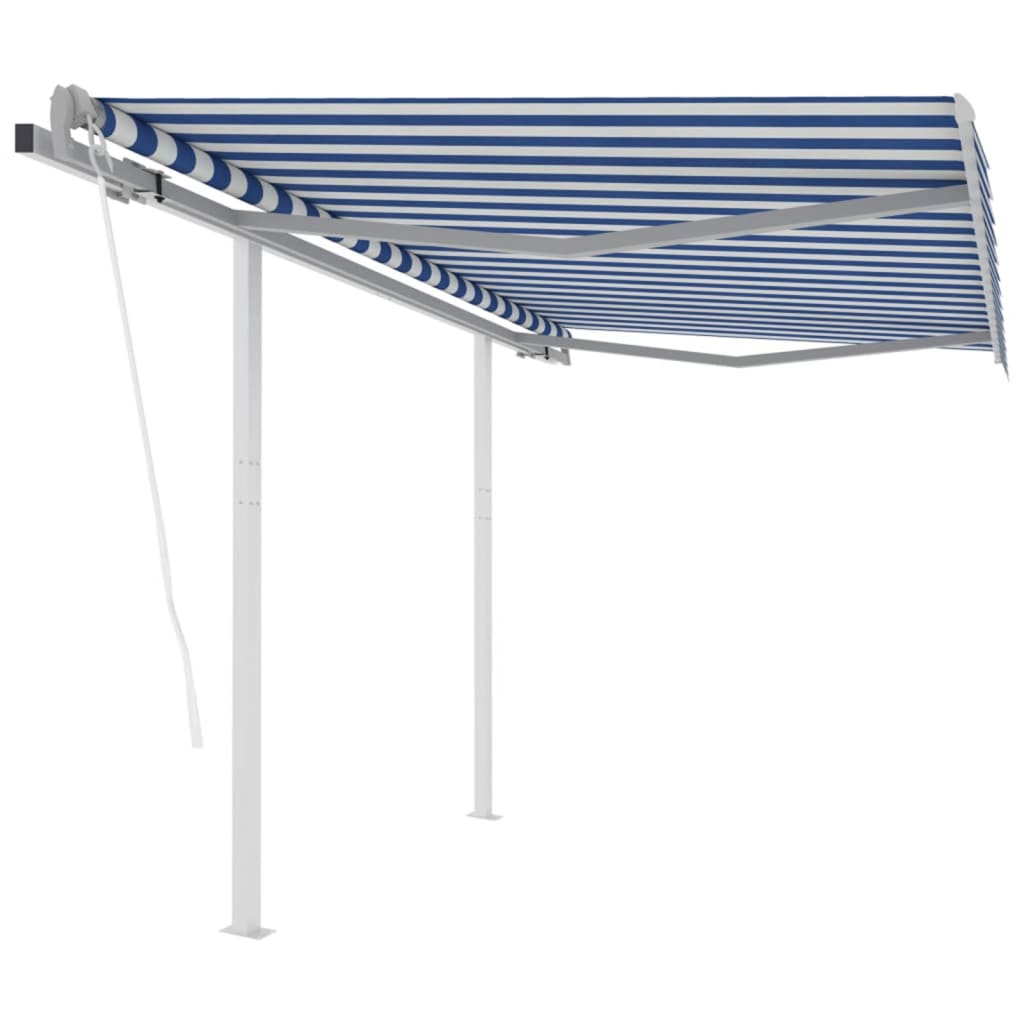 foto del prodotto tenda da sole retrattile automatica pali 3,5x2,5 m blu e bianca cod mxl 43723