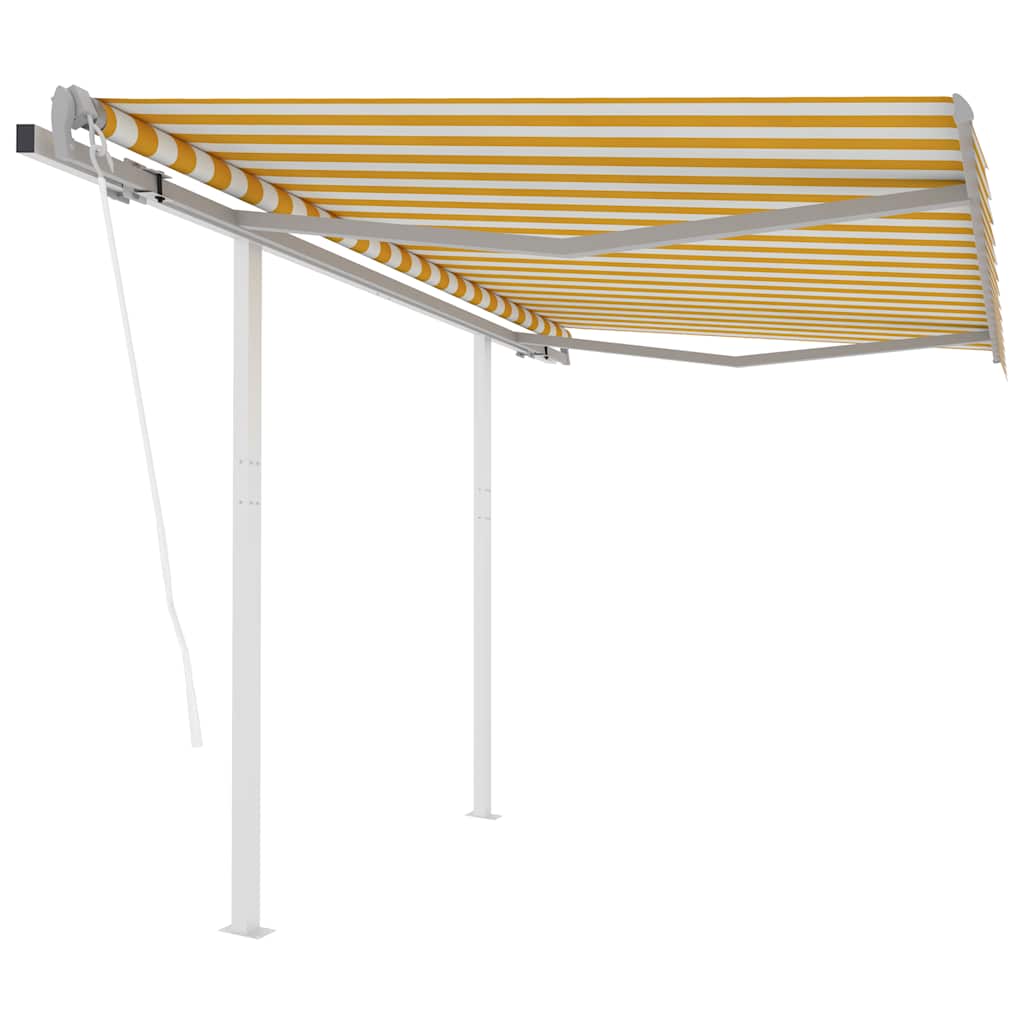 foto del prodotto tenda da sole retrattile automatica pali 3,5x2,5m gialla bianca