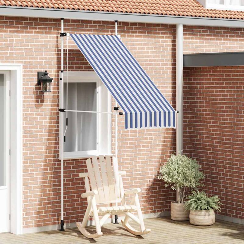 foto del prodotto tenda da sole retrattile manuale 100 cm a strisce blu e bianche vidaxl
