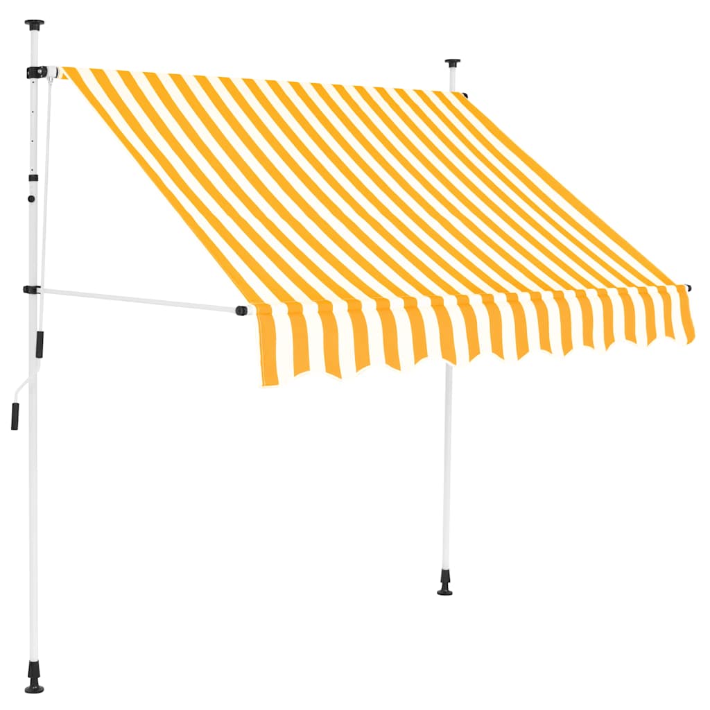 foto del prodotto tenda da sole retrattile manuale 150cm strisce arancione bianco cod mxl 7283