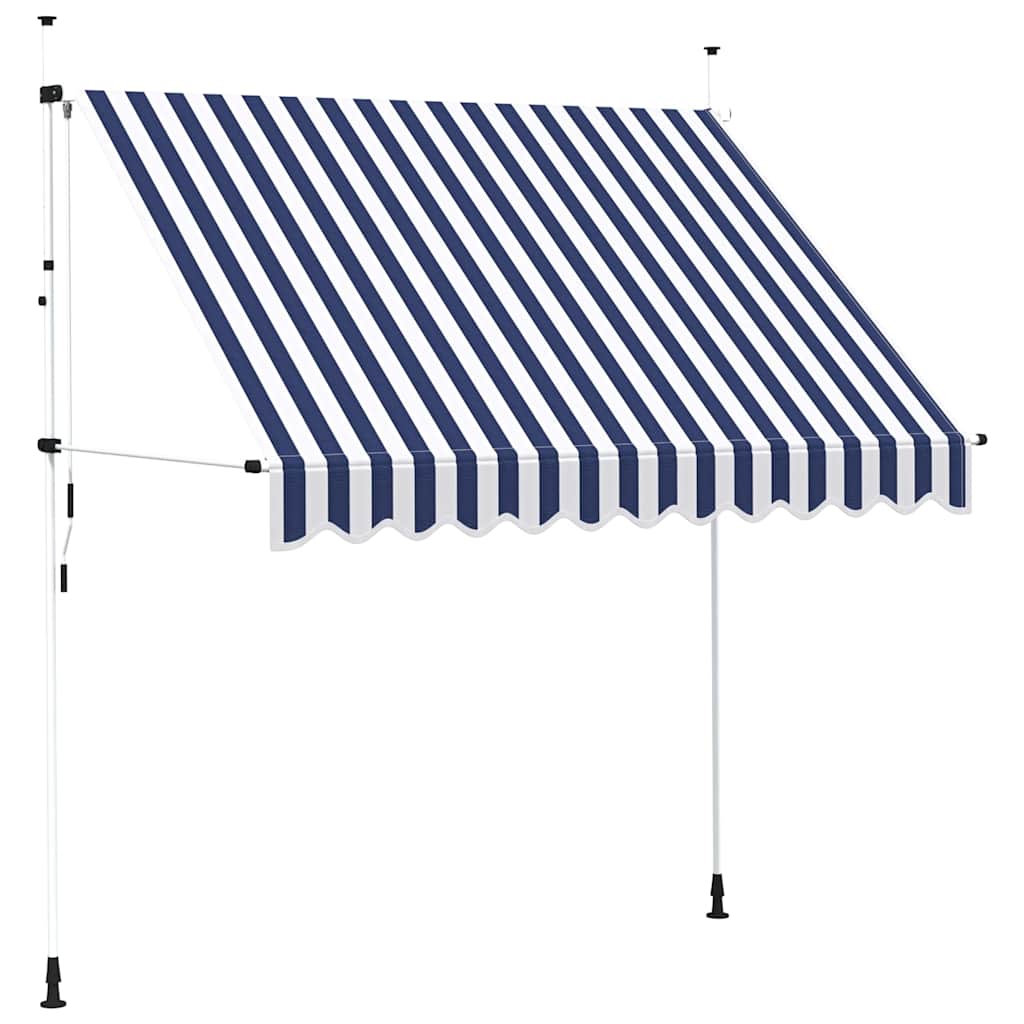 foto del prodotto tenda da sole retrattile manuale 250 cm a strisce blu e bianche