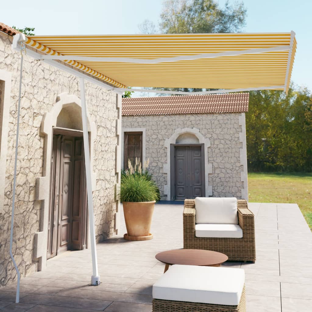 foto del prodotto tenda da sole retrattile manuale 300x250 cm gialla e bianca cod mxl 29943