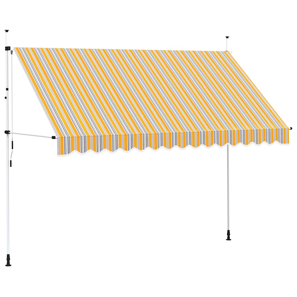 foto del prodotto tenda da sole retrattile manuale 350 cm a strisce blu e gialle