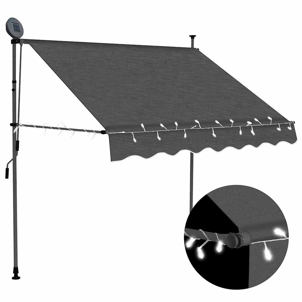 foto del prodotto tenda da sole retrattile manuale con led 150 cm antracite cod mxl 20998