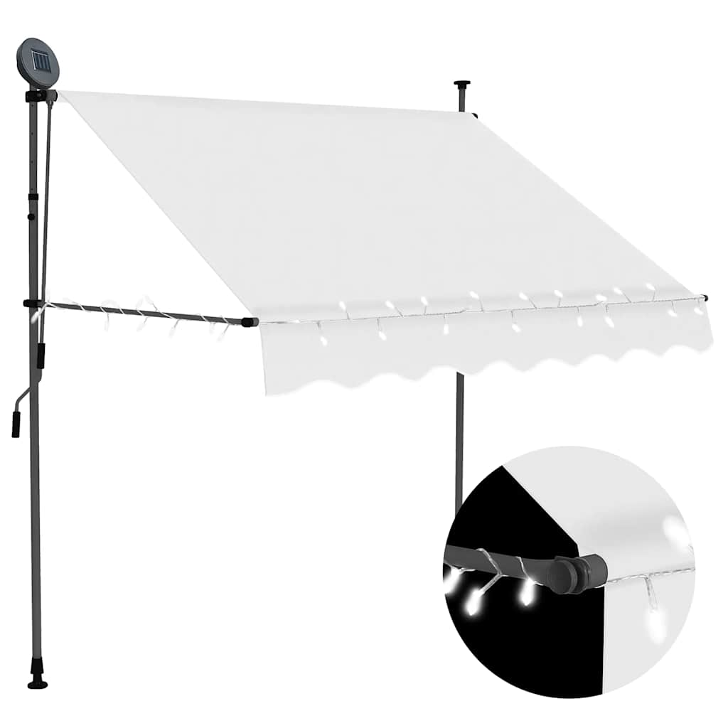 foto del prodotto tenda da sole retrattile manuale con led 150 cm crema