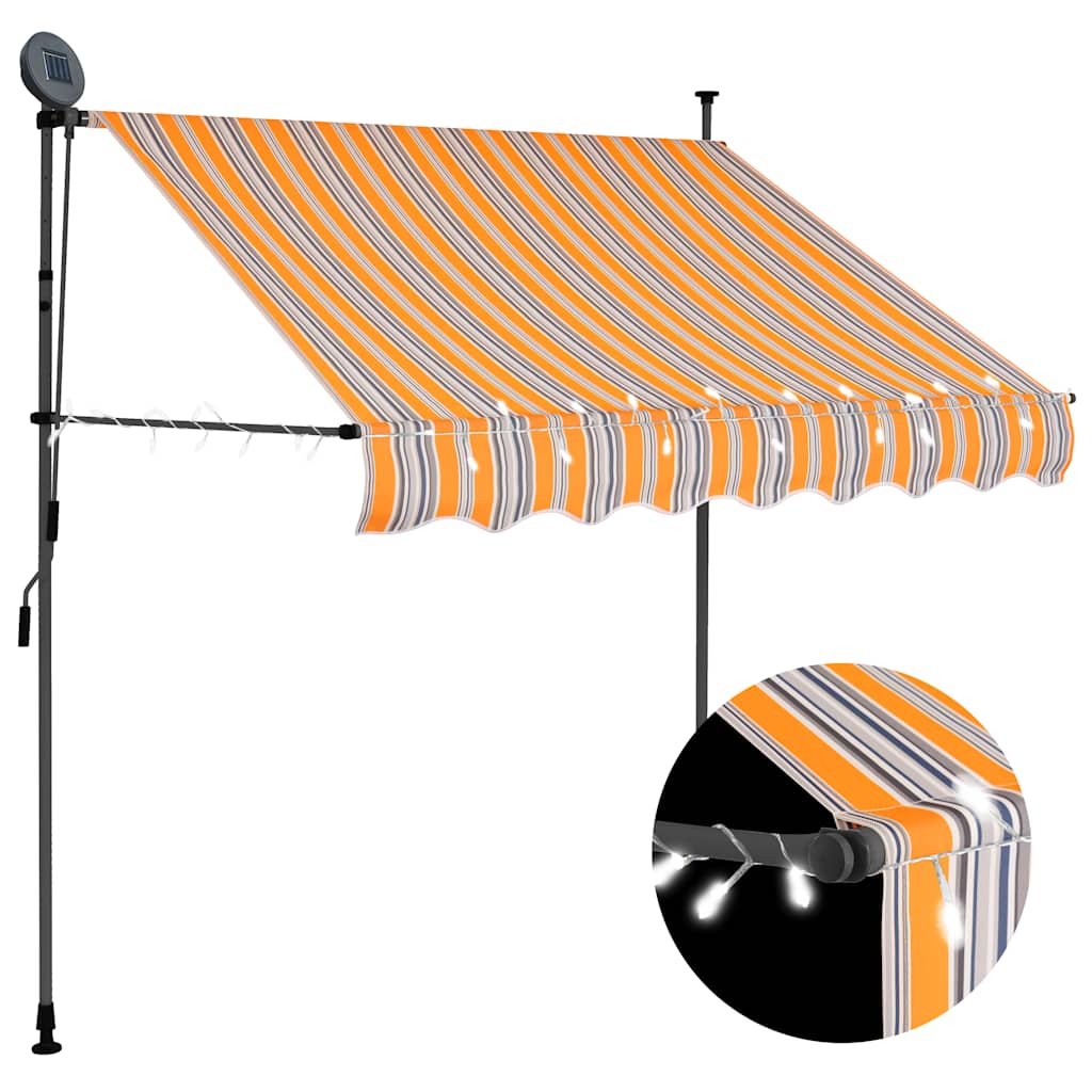 foto del prodotto tenda da sole retrattile manuale con led 150 cm giallo e blu cod mxl 18986