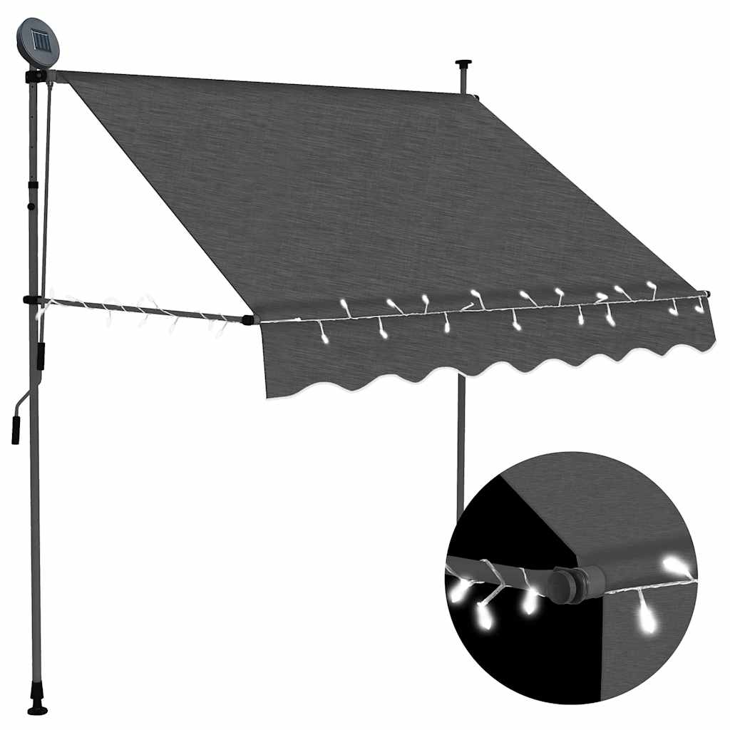 foto del prodotto tenda da sole retrattile manuale con led 200 cm antracite cod mxl 25200