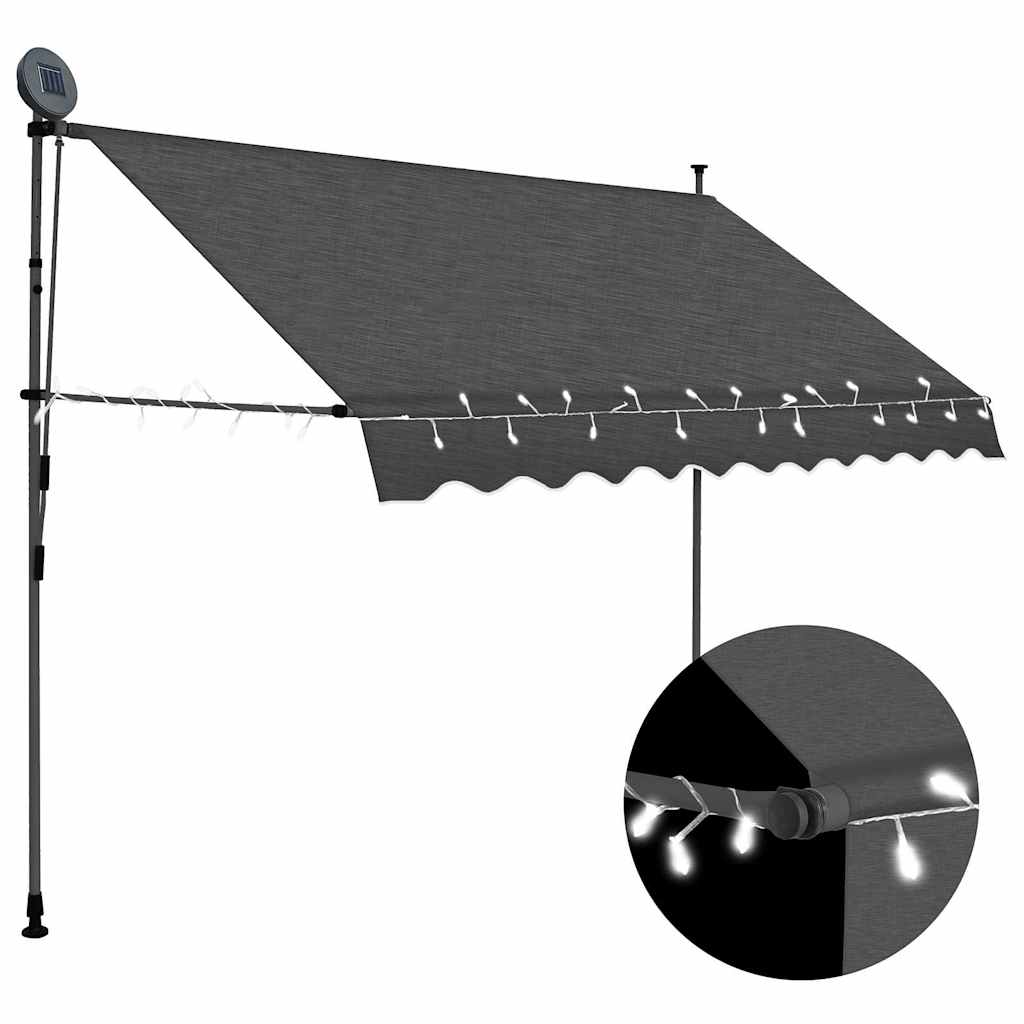 foto del prodotto tenda da sole retrattile manuale con led 250 cm antracite