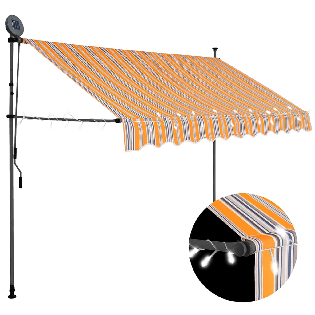 foto del prodotto tenda da sole retrattile manuale con led 300 cm giallo e blu