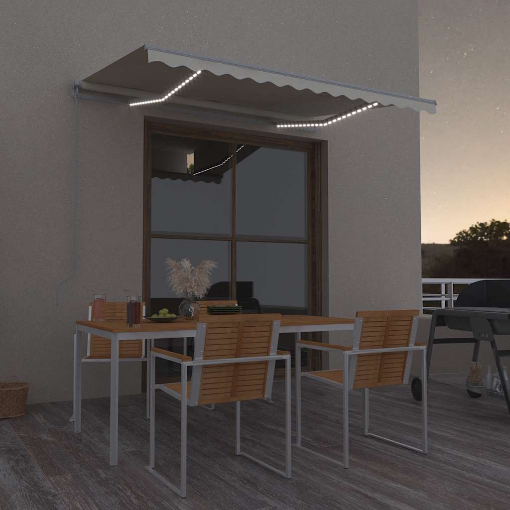 foto del prodotto tenda da sole retrattile manuale con led 300x250 cm crema cod mxl 54973