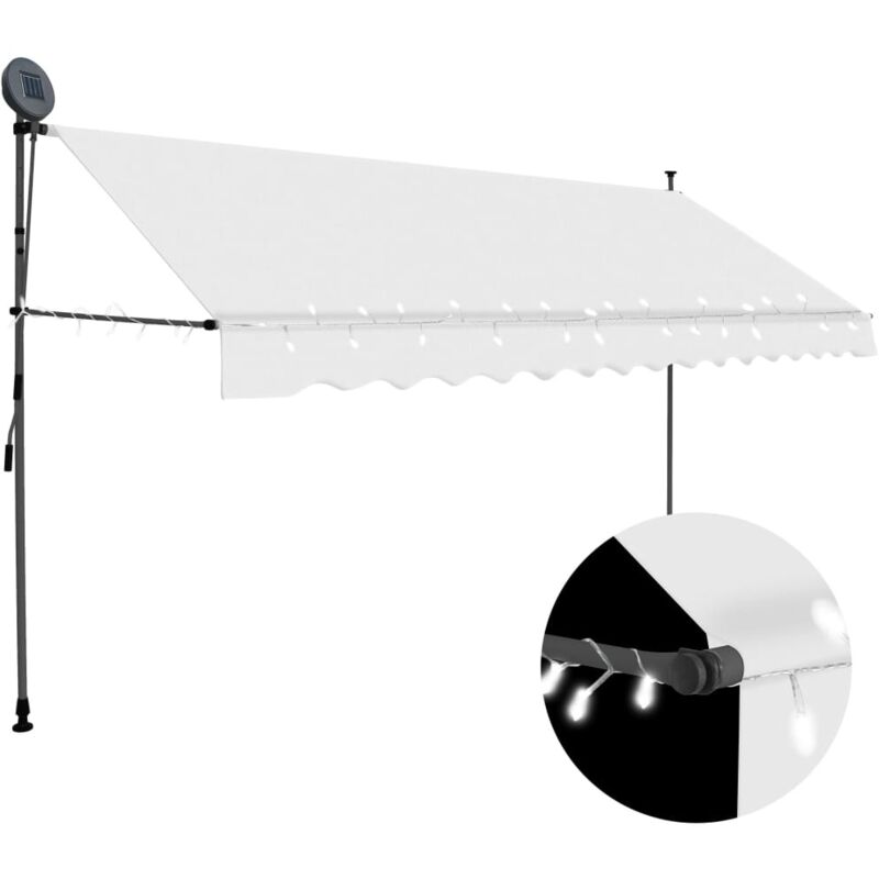 foto del prodotto tenda da sole retrattile manuale con led 350 cm crema - vidaxl