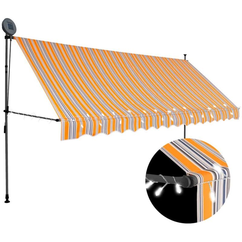 foto del prodotto tenda da sole retrattile manuale con led 350 cm gialla e blu vidaxl 998872