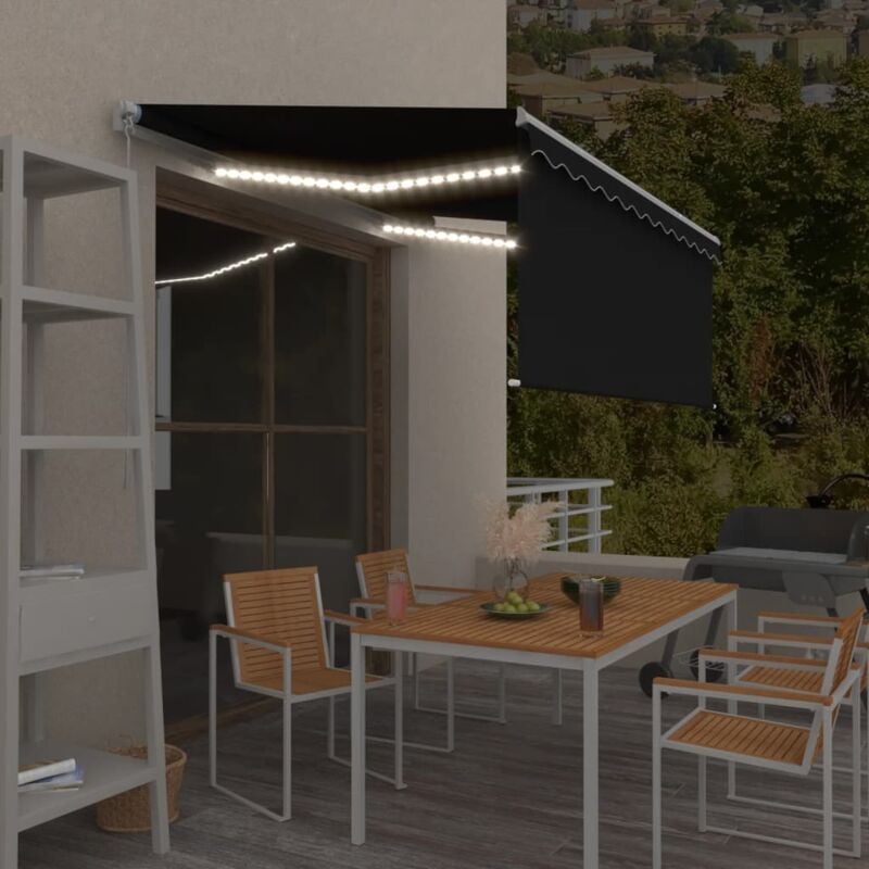 foto del prodotto tenda da sole retrattile manuale con led 3x2,5 m antracite