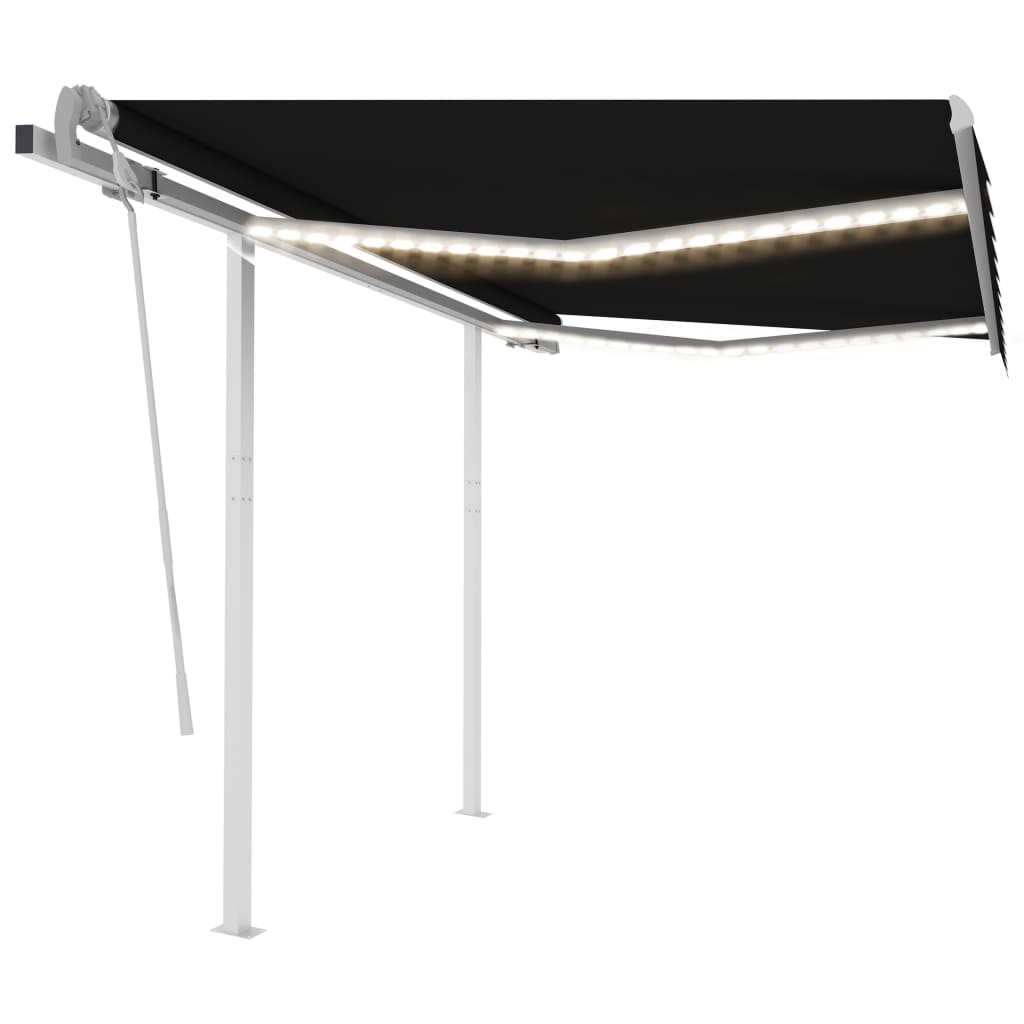 foto del prodotto tenda da sole retrattile manuale con led 3x2,5 m antracite cod mxl 43719