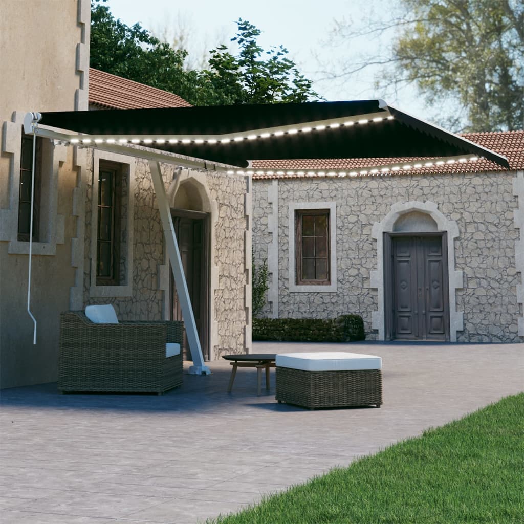 foto del prodotto tenda da sole retrattile manuale con led 400x300 cm antracite cod mxl 61344