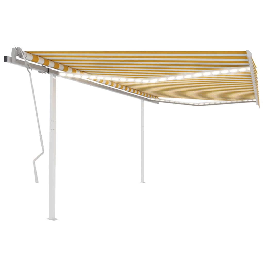 foto del prodotto tenda da sole retrattile manuale con led 4x3 m gialla e bianca cod mxl 43720