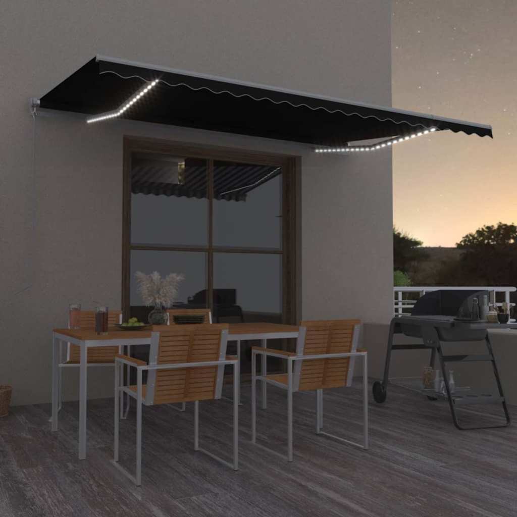 foto del prodotto tenda da sole retrattile manuale con led 500x300 cm antracite cod mxl 62110