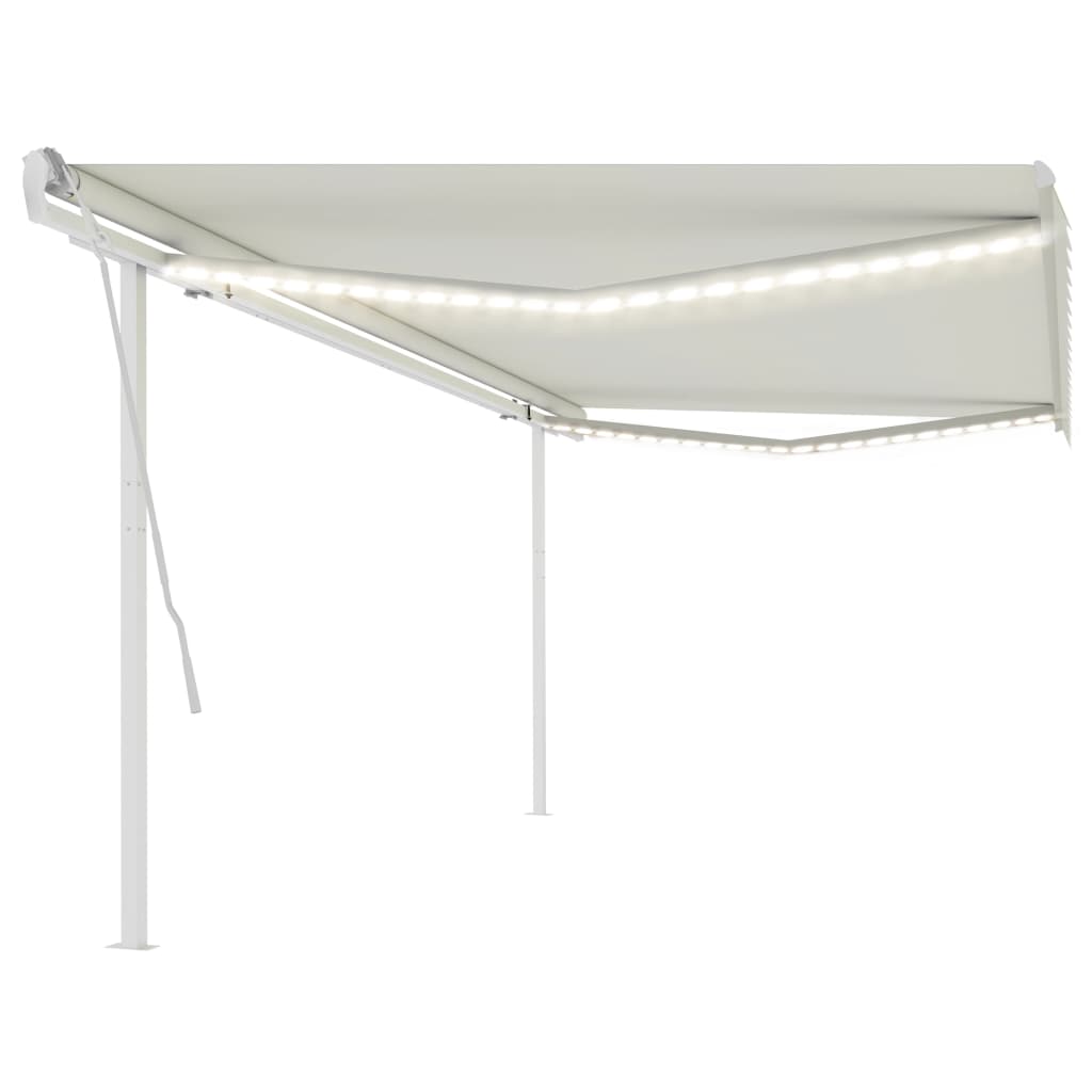 foto del prodotto tenda da sole retrattile manuale con led 5x3,5 m crema cod mxl 55292