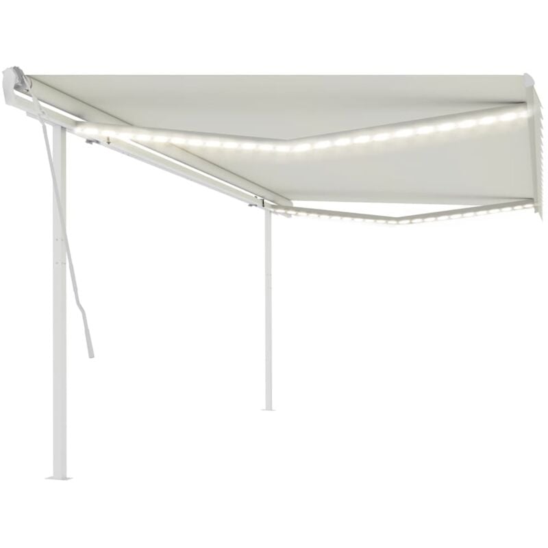 foto del prodotto tenda da sole retrattile manuale con led 5x3,5 m crema vidaxl