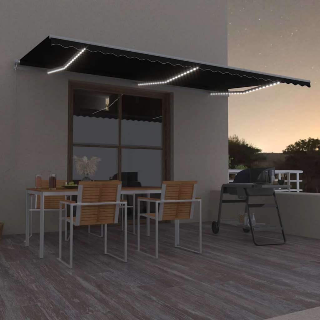 foto del prodotto tenda da sole retrattile manuale con led 600x300 cm antracite cod mxl 43706