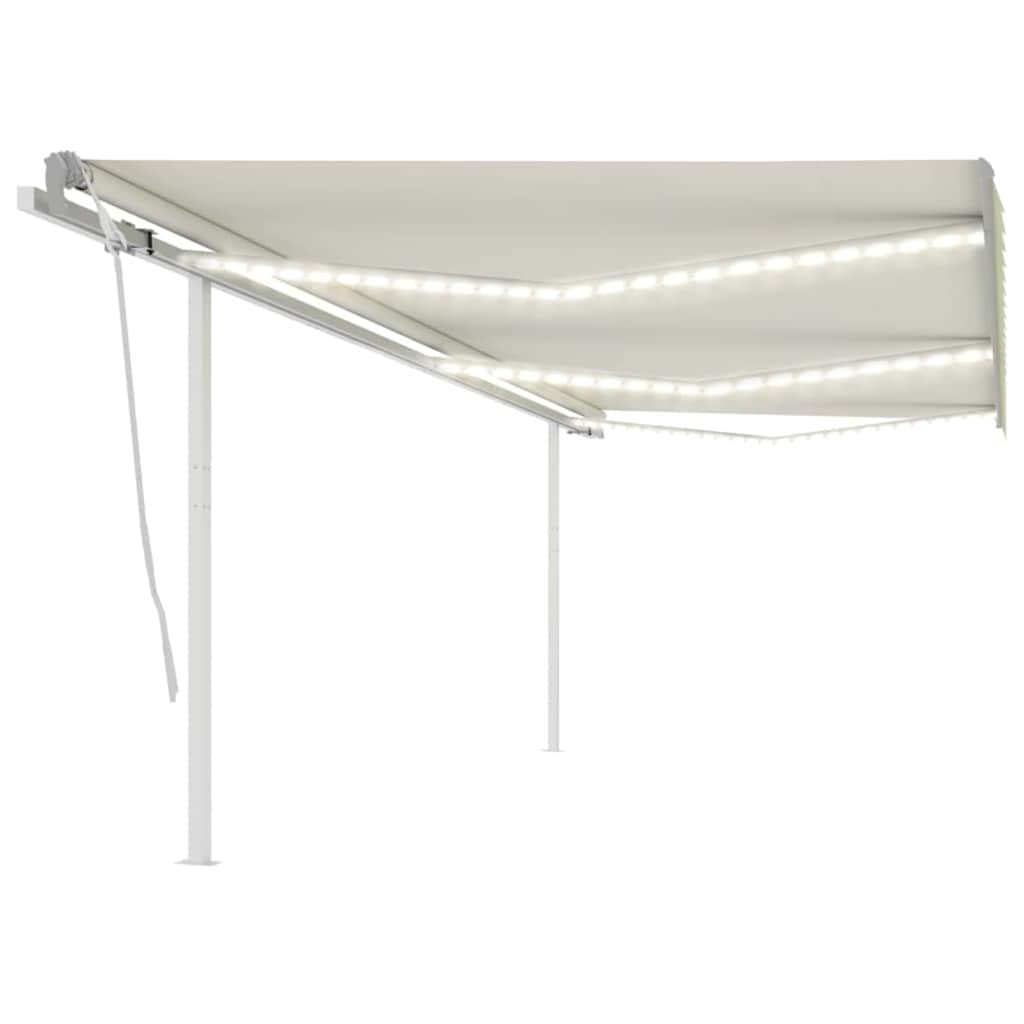 foto del prodotto tenda da sole retrattile manuale con led 6x3 m crema vidaxl
