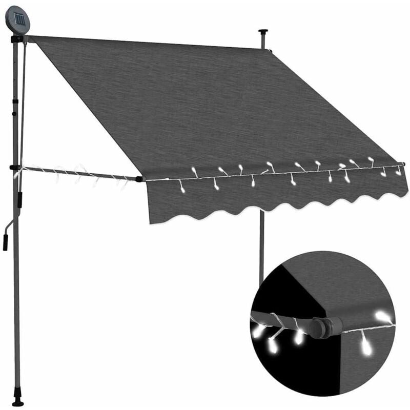 foto del prodotto tenda da sole retrattile manuale con led antracite varie dimensioni dimensioni 100 cm