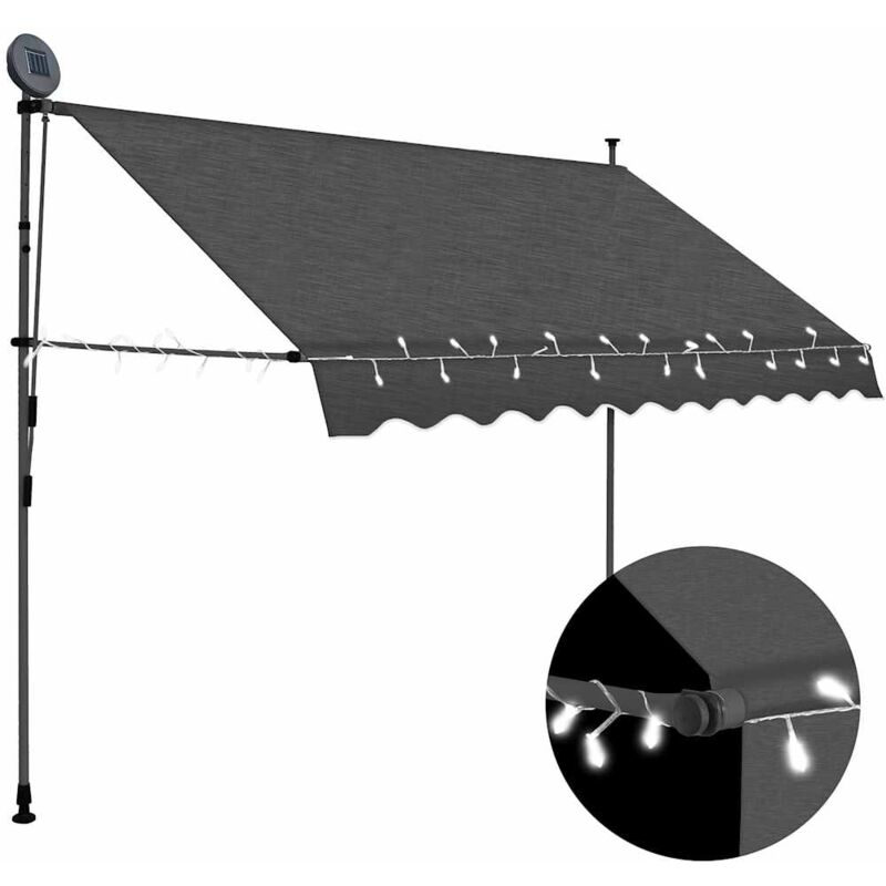 foto del prodotto tenda da sole retrattile manuale con led antracite varie dimensioni dimensioni 300 cm