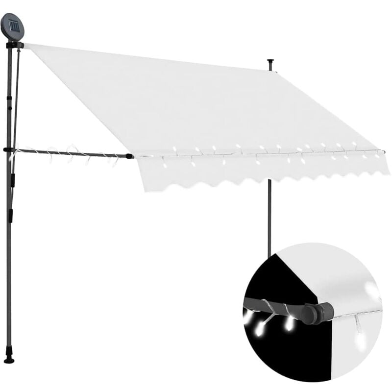 foto del prodotto tenda da sole retrattile manuale con led crema varie dimensioni dimensioni 300 cm
