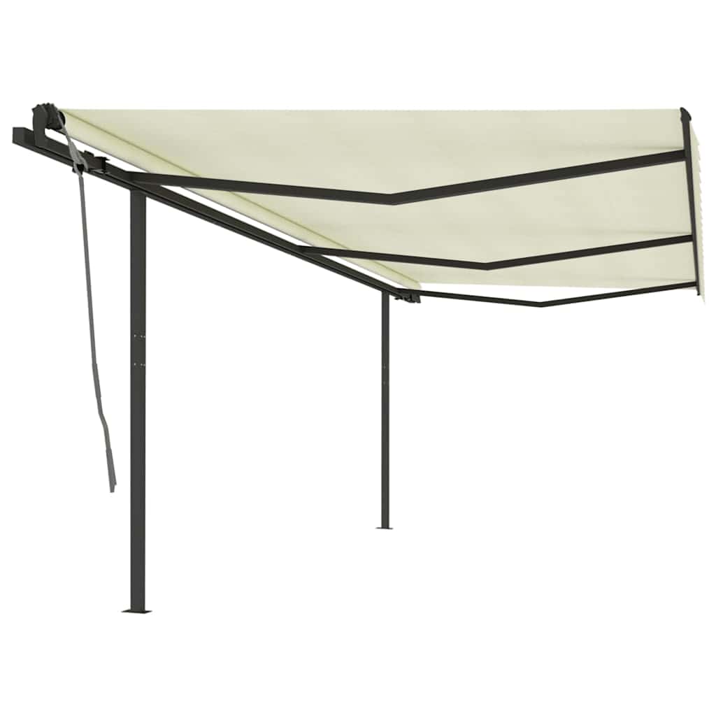 foto del prodotto tenda da sole retrattile manuale con pali 6x3 m crema vidaxl