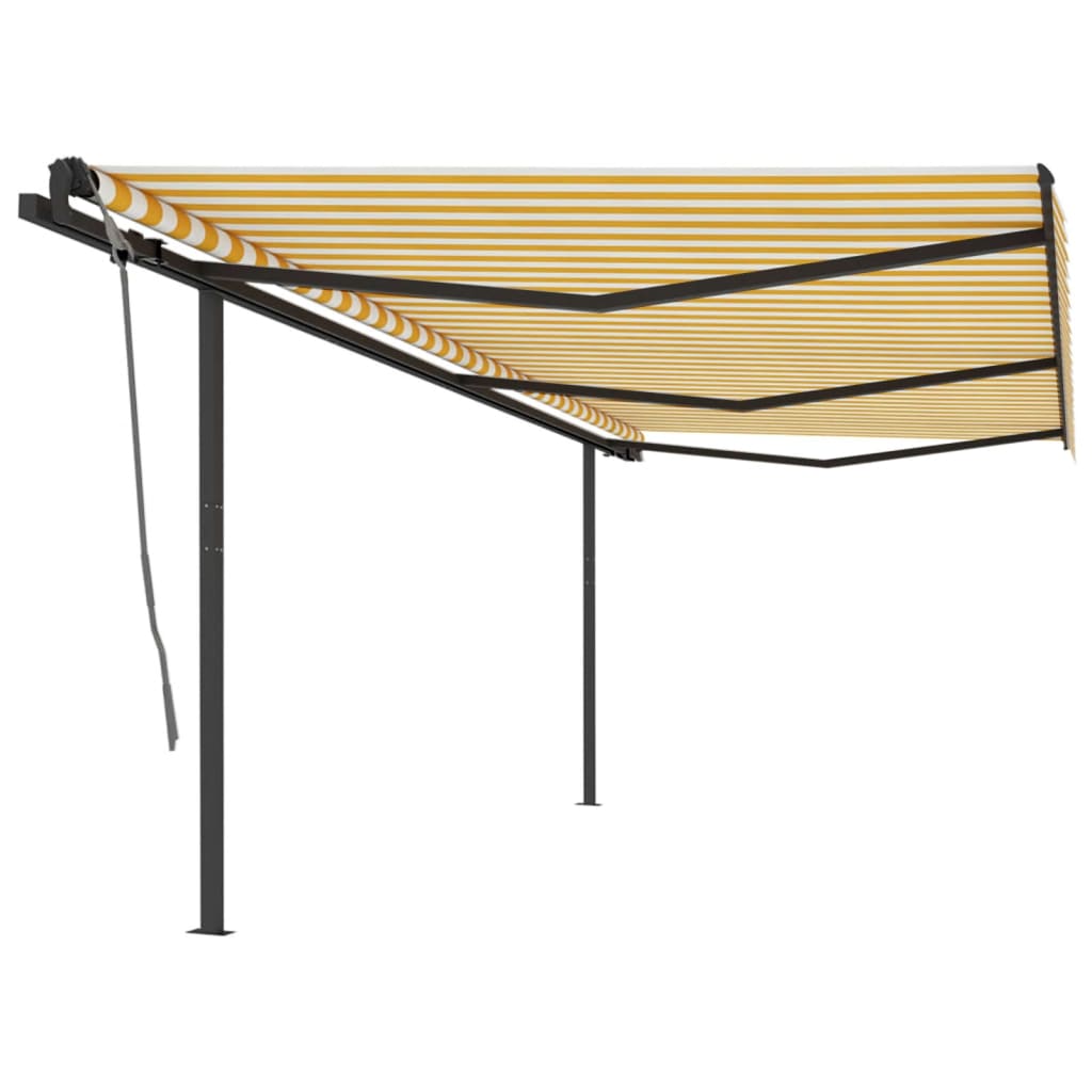 foto del prodotto tenda da sole retrattile manuale con pali 6x3 m gialla e bianca