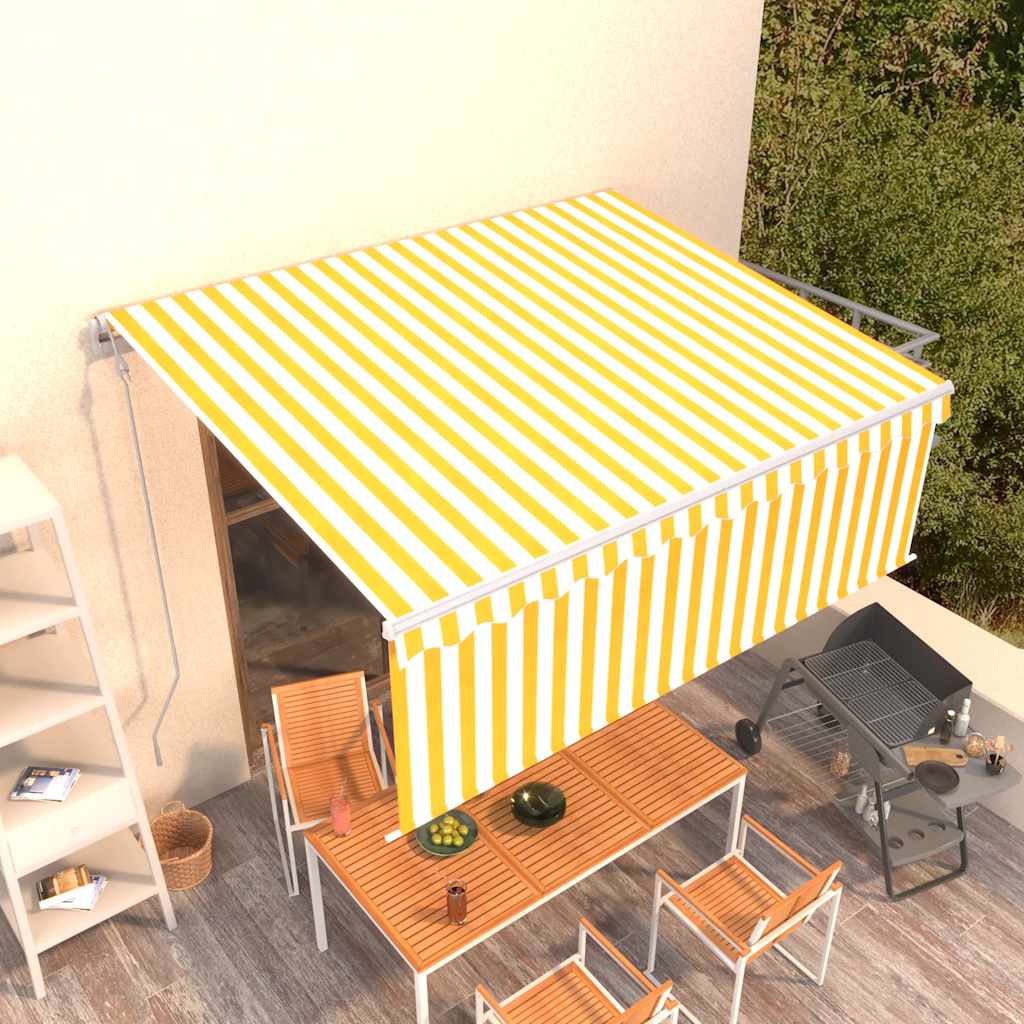 foto del prodotto tenda da sole retrattile manuale e parasole 4x3 m gialla bianca cod mxl 65765