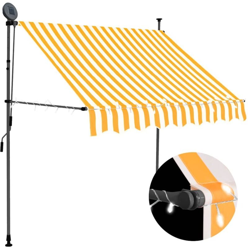 foto del prodotto tenda da sole retrattile manuale led 100 cm bianca e arancione vidaxl 273716