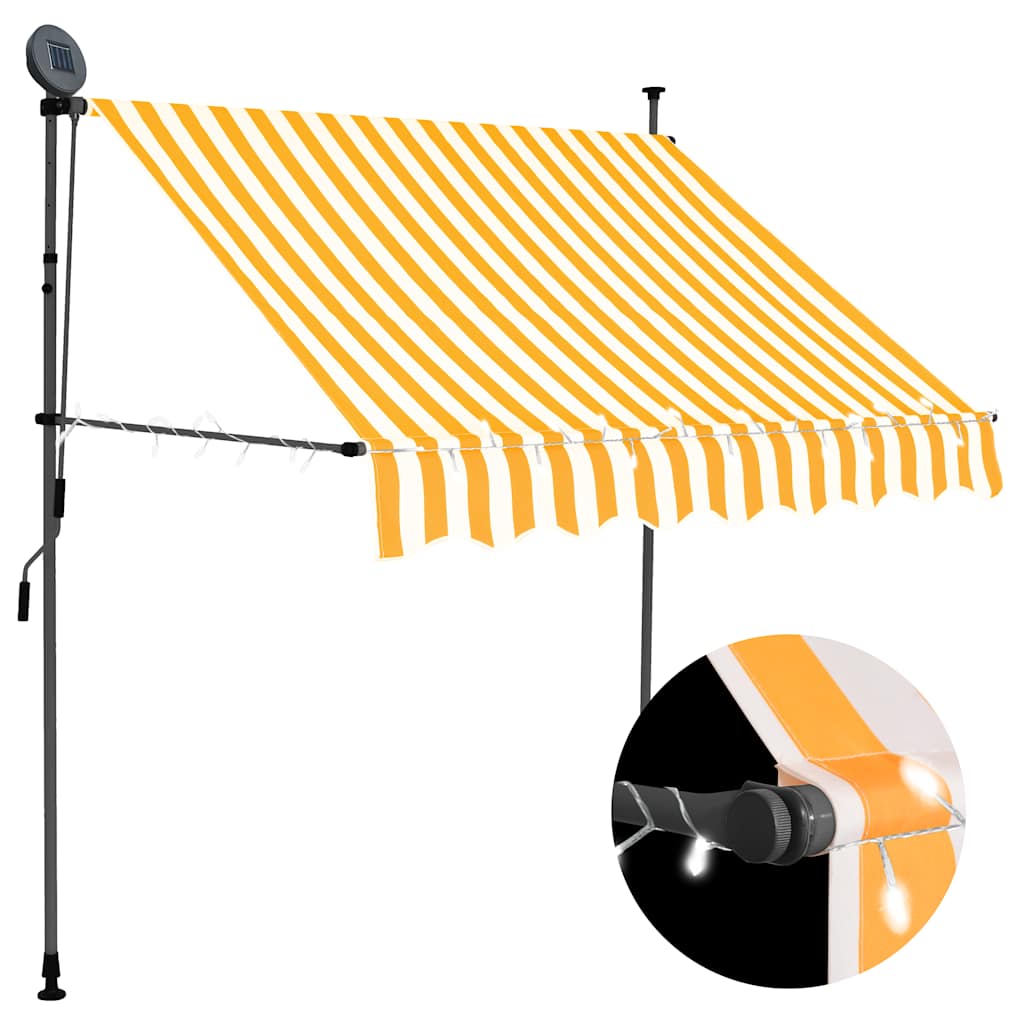 foto del prodotto tenda da sole retrattile manuale led 200 cm bianco e arancione cod mxl 18867